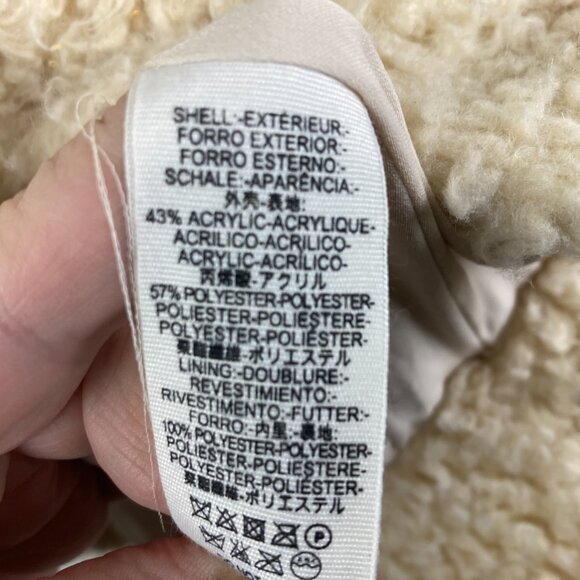 Free People Women Sz S Ivory So Soft Sherpa Oversized Teddy Button Down Pea Coat - Picture 7 of 9